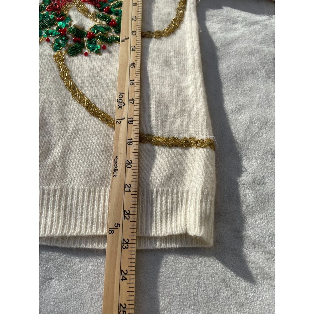 Vtg Talbot Beautiful Ugly Christmas Sweater S Lambswool Angora Rabbit Embroidery - Picture 4 of 11